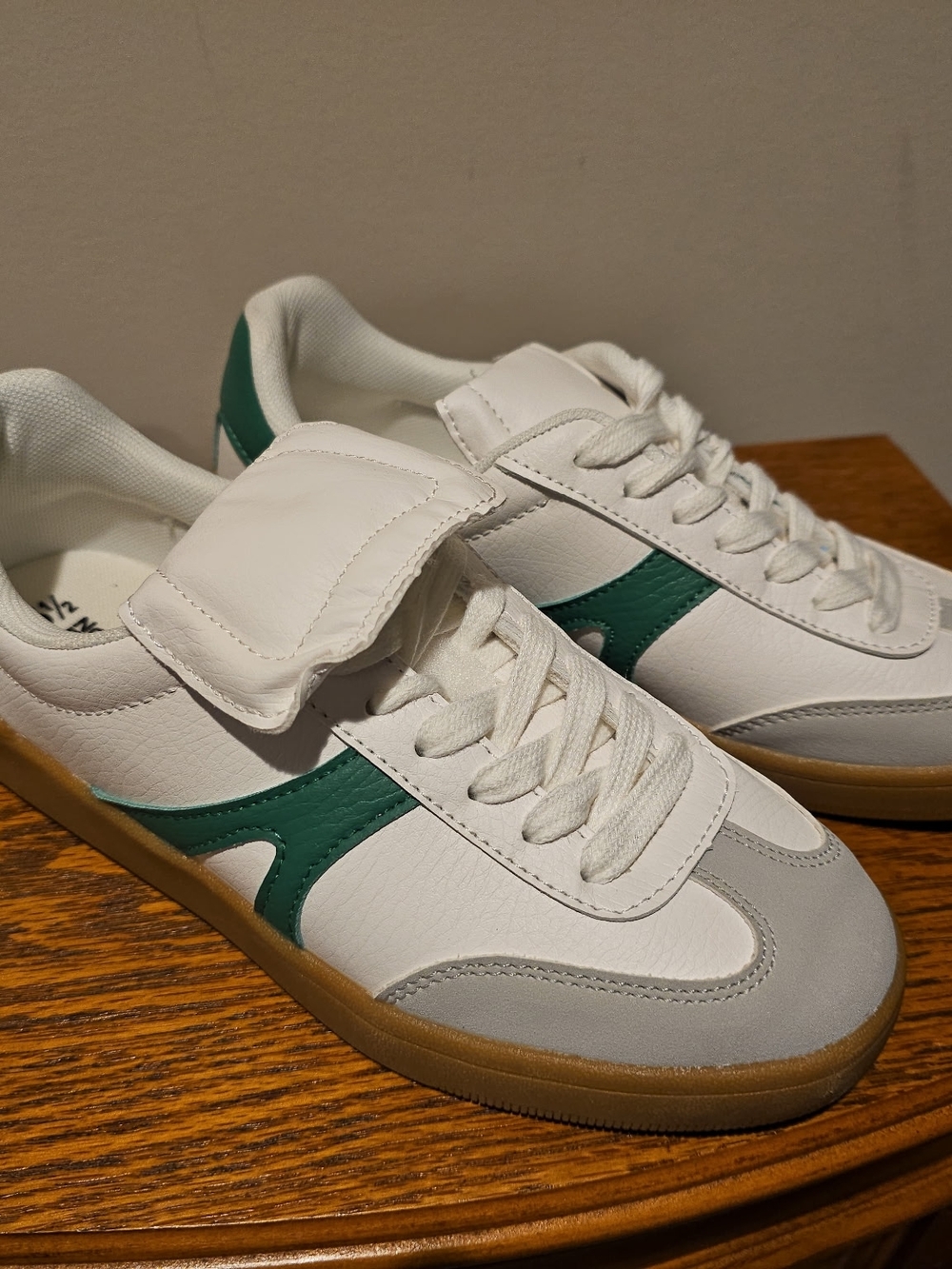 White and Green Athletic Sneakers- 6 1/2